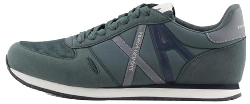 Armani Exchange Herren Rio, Essential, Side Logo Sneaker, Green+ Night Sky, 41 EU