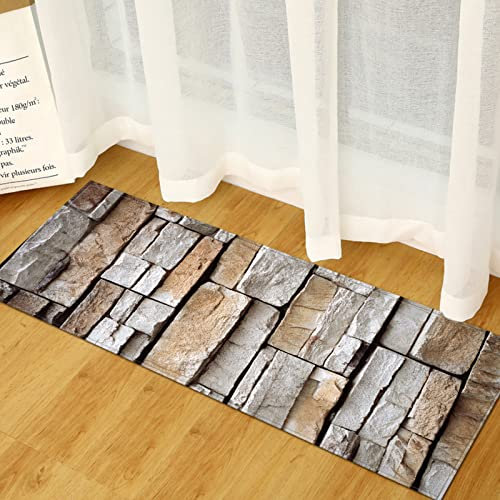 AZZRRO Riesiger Steinteppich, 240x40cm Moderner 3D-Gedruckter rechteckiger Teppichflur-Fußmatte, rutschfeste Badezimmerteppiche, Küchenteppich für Wohnzimmer im Innenbereich