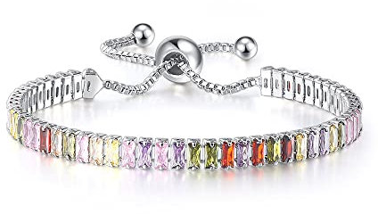 fdsmall Tennis Armbänder für Frauen 14K Gold überzogen AAA+ Cubic Zirkonia CZ Diamant Klassische Verstellbare Schieber Armband Modeschmuck Hochzeitsgeschenk (Farbe)