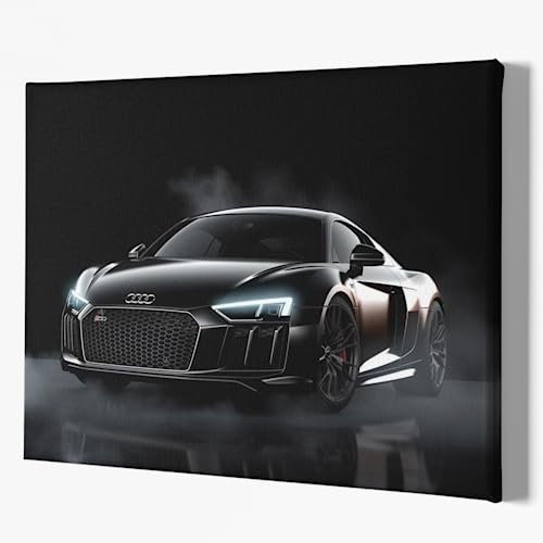 Generisch Audi R8 Auto Leinwandbild - Canvas 2cm Keilrahmen - Auto Sportwagen Kunstdruck Illustration Wandbild (80x60 cm)