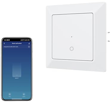 Ucomen Interruptor de pared inteligente de 1 marcha, Smart Press Light Switch, aplicación Smart Life, compatible con Alexa y Google Home, 2,4 GHz, 1 paquete