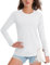 TACVASEN Casual Tops for Womens Long Sleeve Casual Cotton Tops for Women UK Moisture Wicking Tee Shirt Yoga T-Shirt, White, L