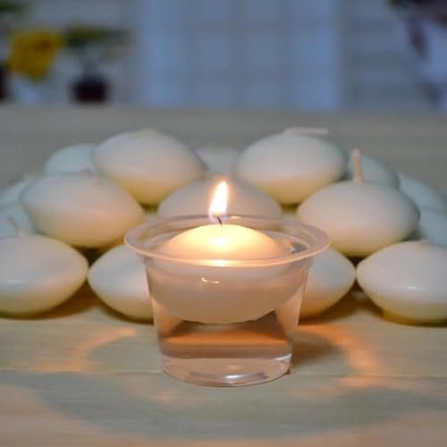 Velas flotantes de cera blanca, 38 velas flotantes, flotantes, impermeables, velas flotantes, velas de té cálidas para el día de San Valentín, Navidad, boda, cena (blanco)