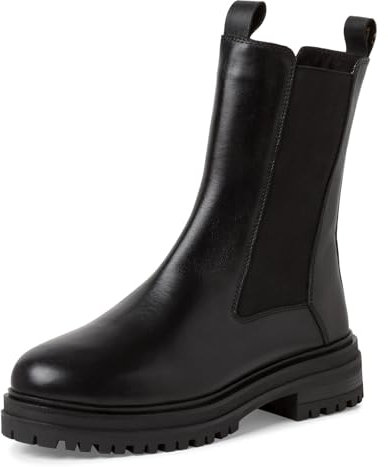 MARCO TOZZI Damen Chelsea Boots aus Leder mit Plateau, Schwarz (Black), 36 EU