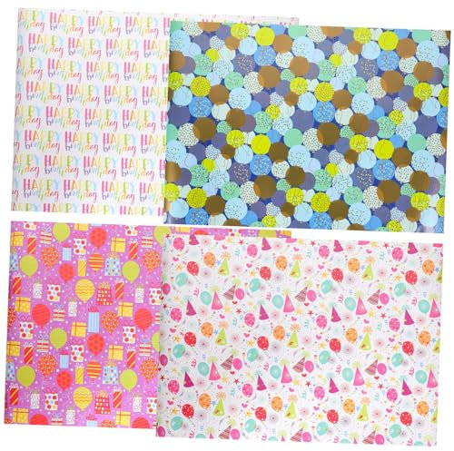 Healeved 4rollen Geschenkpapier Für Geburtstagsfeiern Bunte Designs Geeignet Für Partys Hochzeiten Und Besondere Anlässe Zum Verpacken Von Geschenken Dekoration