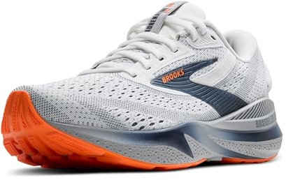 BROOKS Men's Adrenaline GTS 24 Sneaker, White Peatcoat Alloy, 8.5 UK