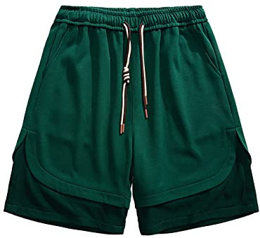 Baggy-Shorts für Herren, große Größe, Sportshorts für Herren, elastischer Bund, Jogginghose mit Kordelzug, reine Farben, lockere Shorty, gerade, Freizeit, bequem, klassisch, atmungsaktiv, Hose