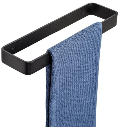 SAYAYO Porte Serviette Mural sans Perçage pour Salle de Bain, Support Serviette Adhésif en Aluminium pour Cuisine Baignoire Lavabo, Noir 30CM, EGYS24030-300-3M-B