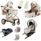 Lnhcrbs Passeggino 3 in 1, Passeggino Trio in Lega di Alluminio, Passeggino da Viaggio con Funzione Girevole a 360 Gradi, Passeggino Neonato con Funzione Reversibile Bidirezionale,Con base ISOFIX