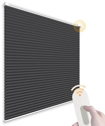Roller Shades Window Blind Curtains Motorized Lightfor Privacy Smart Home Electric Automatic Honeycomb Blinds for, 36 x 48, Black