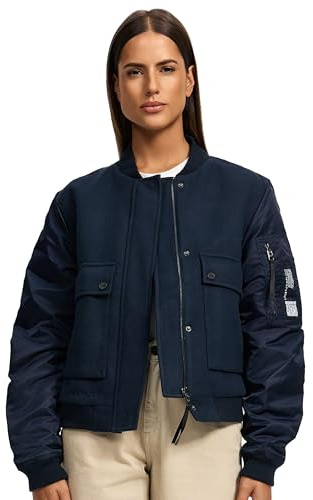 Navahoo Damen Bomberjacke leichte Übergangsjacke mit Ärmelraffung Willstehaben 14 Navy Gr. XL