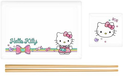 Silver Buffalo Sanrio Hello Kitty Set de 3 sushis en céramique avec nœud Petit format