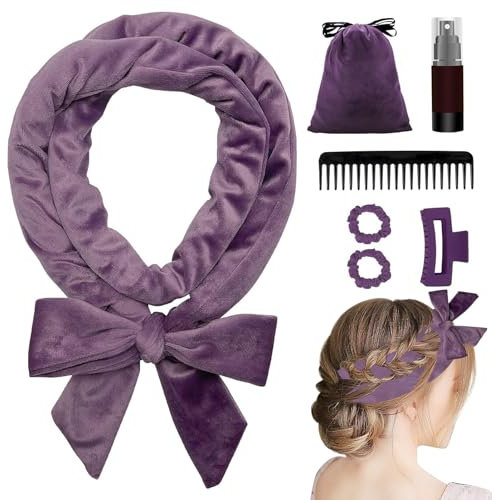 Bigoudis sans chaleur - Bigoudis antidérapants - Pour cheveux longs et moyens - Pour cheveux longs et moyens - Pour le jour de la nuit (Lilas, Lot de 7)