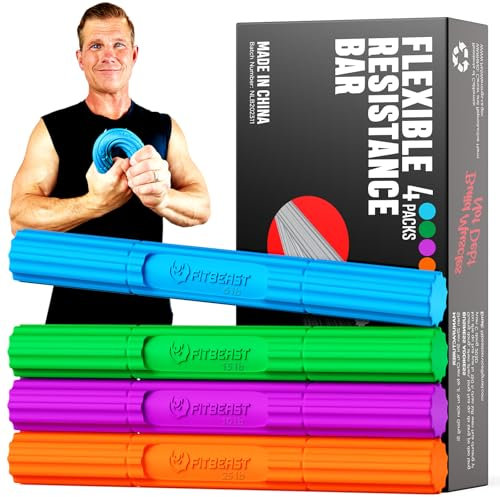 FitBeast Flex Therapy Bar, Tennisarm Therapie Bar - Ideal zur Linderung von Sehnenscheidenentzündungsschmerzen & Verbesserung der Griffkraft, Fitness Widerstandsstange für Golfer Ellenbogen &
