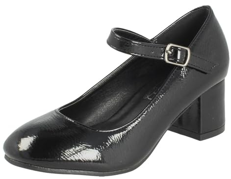 Spot On Girls Mary Jane Party Block Heel Buckle Dress Up Shoes H3092