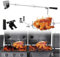 ISOISL Edelstahl Grillspieß Set 107cm mit 2X Fleischnadeln, universal Edelstahl Drehspieß, BBQ Fleischklammer, Motor, Grillspieß, Drehspieß für Gasgrill 220-240V, Silber
