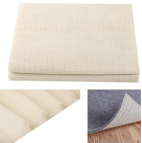 200x200cm Antiscivolo per Tappeti Regolabile – Tappeto Antiscivolo per Pavimenti Duri – Sottotappeto Antiscivolo Traspirante (Bianco)