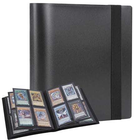 ECOSEAO Raccoglitore di Carte, 160 Tasche Raccoglitore Cartes, 20 Pagine Carte Album, 4 Tasche per Pagina, Doppia Pagina, Cinghia Elastica Porta Cartes, Raccoglitore Carte per YuGiOh