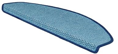 Stufenmatten 15er Set Halbrund Treppenstufen Stufenmatten Set Blau Sisaloptik Treppenteppich mit Tigeraugenstruktur 65x23,5cm Flachgewebe für robusten Treppenschutz