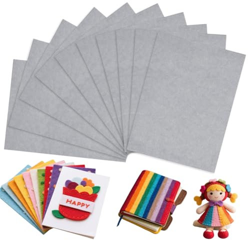 10 Stück 20x30cm Bastelfilz 3mm, Filzstoff zum Basteln, Polyester Steifer Filz für DIY Aufbewahrungstasche Filzunterlage Patchwork Nähen Basteln Handwerken Dekoration, Filz Grau Serie