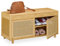 Relaxdays Schuhbank, mit Stauraum, 2 Fächer, Bambus, Rattan-Optik, HxBxT: 45 x 90 x 37 cm, Flur, Schuhregal, Natur/beige