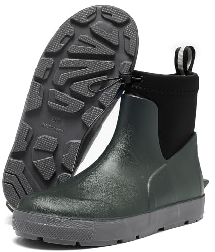 Pelbiuqik Gummistiefel Herren Wasserdicht Halbhoch kurz Reitstiefel Anti-Rutsch Gefüttert Gummischuhe Atmungsaktiv Stiefeletten Grundlegend Mode Regenschuhe mit verschnürbarer Nylonstulpe