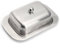 Elegante bandeja para servir mantequilla con tapa de acero inoxidable y plástico para servir sin esfuerzo (cubierta de metal)