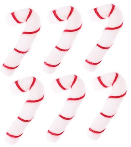 Housoutil 6 Stück Krücken aus Wollfilz Weihnachtsdekorationen aus Zuckerstangen weihnachtsschmuck selber Machen Weihnachts-Zuckerstangen-Anhänger zum Selbermachen Weihnachtsschmuck aus Wolle