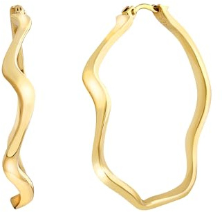 Gioiello Breil TJ3910 Kollektion Zig Zag Ohrringe für Damen aus farbigem Stahl Farbe Gold Größe 4 ohne Steine, Taglia unica, Farbiger Stahl, Kein Edelstein