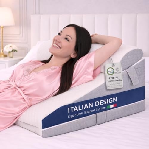 Ritalia Cojín para Adultos, 3 Alturas Extra Anchas 60x60x30 cm, cuña para Cama, Respaldo Ajustable, Soporte ortopédico, Funda Lavable, Antideslizante