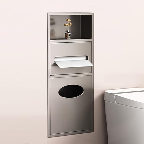 Nischen-Organizer mit integriertem Toilettenpapierhalter und Mülleimer für Badezimmer, Küche und Hotel
