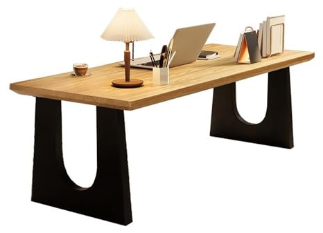ZENGXJYCQINGJIANG Gaming Desk Modern Spacious Writing Desk Laptop PC Workstation with Carbon Steel Legs, Minimalist Home Office(Natural,M)
