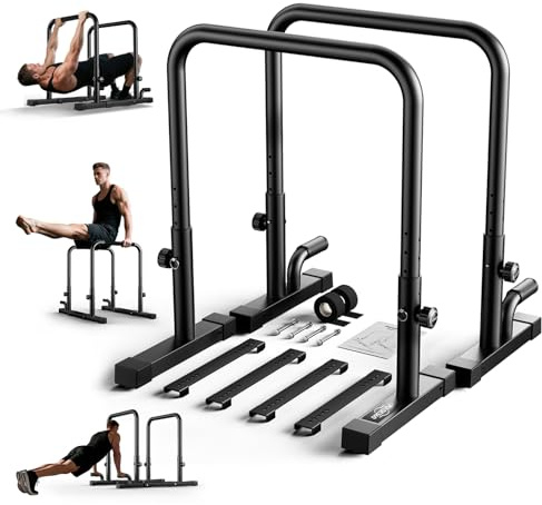 Verstellbare Dip Barren für Home Gym, 400 kg Dip Stange Tragbare Trainingsgeräte Dips station Push Up Bar für Ganzkörper-Krafttraining, Dip Bar Calisthenics Equipment für Anfänger & Fortgeschrittene