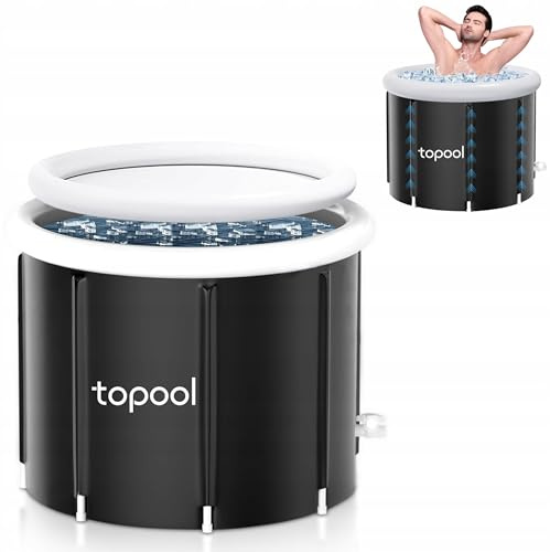 Topool Bañera de Hielo 350L – Piscina Portátil para Baños de Agua Fría con Tapa y Bolsa | Crioterapia, Recuperación Muscular, Refuerzo del Sistema Inmunológico | Adultos y Deportistas