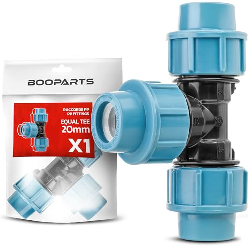 BOOPARTS – Raccord Té Polypropylène Ø20 mm à Visser | Connexion Tube PE pour Arrosage, Irrigation & Réseaux d'Eau