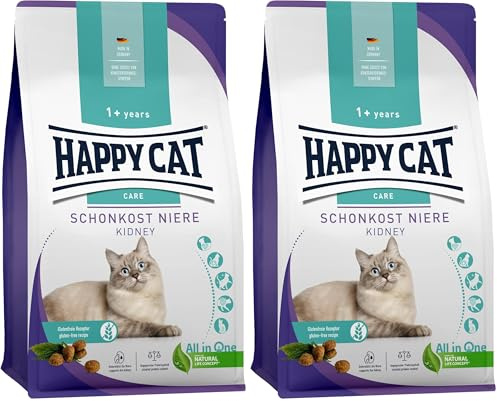 Happy Cat 70607 - Sensitive Schonkost Niere - nierenschonendes Katzen-Trockenfutter mit Geflügel - 1,3 kg Inhalt (Packung mit 2)
