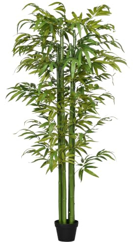 HOMCOM Pianta Artificiale di Bambù 180 cm Pianta Finta Realistico Verde