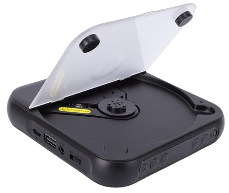BTOSEP Lettore CD portatile ricaricabile con Bluetooth 5.3 Dual Stereo Altoparlanti Home Outdoor per CD USB Loop Playback (nero)