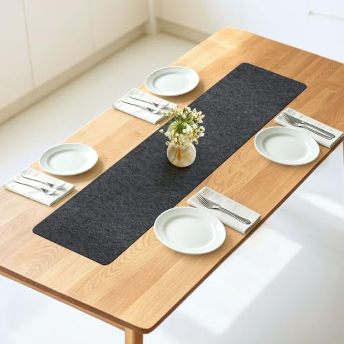 SOSMAR Tischläufer Filz 100 x 30 cm Moderne Tischläufer Anthrazit | 3mm, Hitzebeständig & Abwaschbar Tischläufer Tischdeckenläufer, Filzmatte Filzunterlage für Esstisch, Sideboard, Schreibtisch