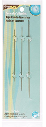 Dritz Home 44003 Decorator's Hand Needles, Size 4, 5 & 6-Inch, Nickel (3-Piece)