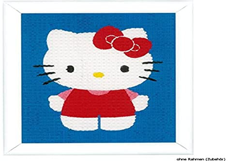 VERVACO Gobelin Stickbilder zum Selbersticken Kinder Hello Kitty Kreuzstich Stickpackungen Stickset für Anfänger ca. 12,5 x 16 cm Bastelset Handwerker DIY Sticken Set Kreatives Geschenk