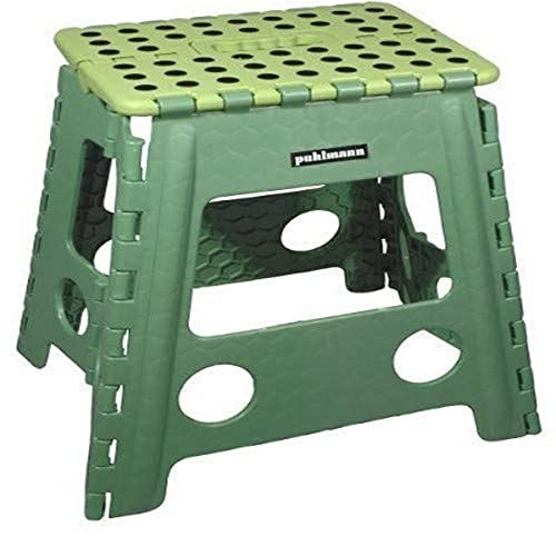 PUHLMANN James Faltbarer Hocker – Leichter Tritthocker – rutschfest – einfache Aufbewahrung für Erwachsene und Kinder für Küche, Bad – 40 cm – XL – Grün