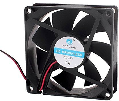 sourcing map DC 24V 80mm x 80mm x 25mm 7 Paletas Ventilador Enfriador de enfriamiento Cuadrado con Protector de Dedos de Metal