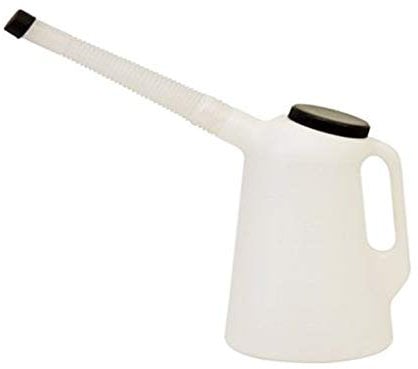 5L Oil Measuring Jug Plastic Flexi Spout & Lid for Pouring Oil Petrol Diesel