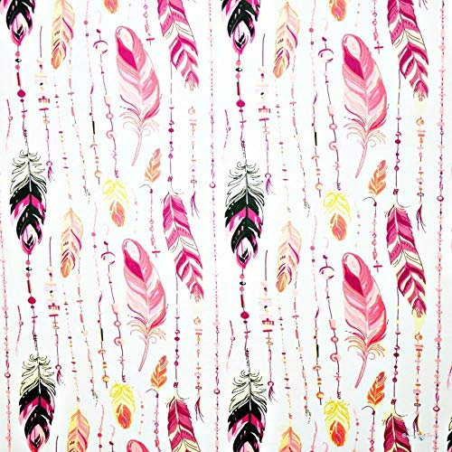 Pingianer 100x160cm Feder 100% Baumwolle Baumwollstoff Kinder Meterware Handwerken Nähen Stoff (Feder Pastell, 100x160cm (11,99€/m))