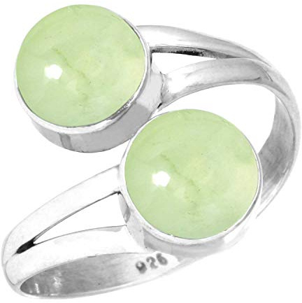 Jeweloporium Handgemachter Ring aus echtem 925er Sterlingsilber mit natürlichem Edelstein, Granat, Onyx, Rosenquarz, Achat, runder Boho-Schmuck für Frauen