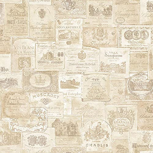 Wine Labels Wallpaper Traditional Vintage Beige Cream Paste The Wall