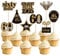 Xsstarmi 36 Pack 60th Birthday Cupcake Toppers Double Printed Sixty Hello 60th Straight Outta 1965 Cupcake Picks for Cheers to 60 Years 60th Birthday Wedding Party Decoration Supplies