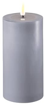 Deluxe Homeart Flammenlose LED-Kerze für den Innenbereich, Staubblau, mit Real Flame™-Technologie, batteriebetriebene Kerze (10 x 15 cm)