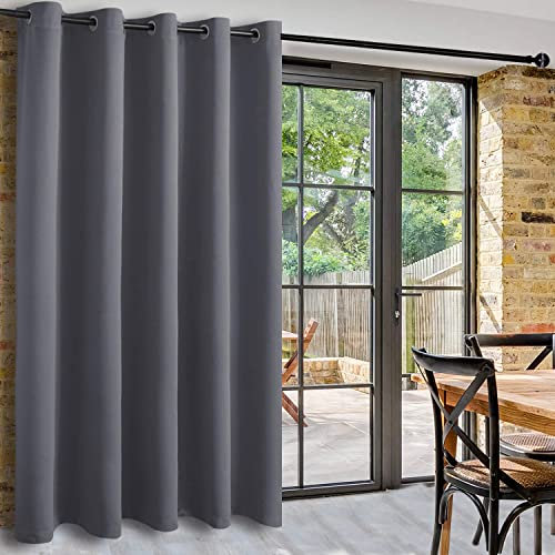 DWCN Raumteiler Vorhang Blickdicht Thermovorhang Raumtrenner Hängend H213xB203cm Verdunklungsvorhang für Wohnzimmer Gardinen mit Ösen Schlafzimmer,Büro Sichtschutzvorhänge, 1 Stück, Dunkel Grau